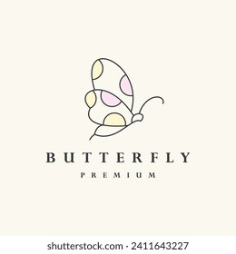 Butterfly Logo Design vector with Elegant linear style