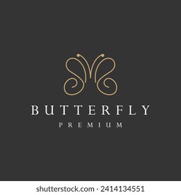 Logo de mariposa Vector de diseño con estilo monolino elegante y sencillo