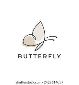 Butterfly Logo Design vector with Elegant linear and simple monoline style