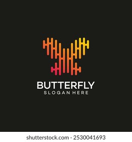 butterfly logo design vector, technology Concept design