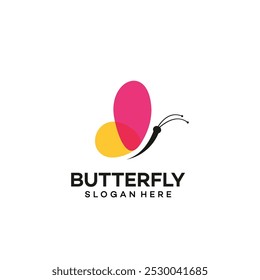 modelo de vetor de design de logotipo borboleta. borboletas coloridas