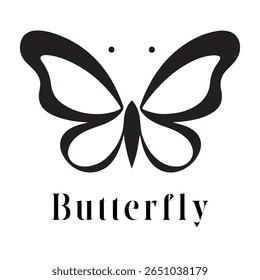 Butterfly Logo – Elegant Minimal Vector Silhouette of a Butterfly, Perfect for Beauty and Wellness Branding, Eco-Friendly Products, Fashion Labels, Nature Designs, and Decorative Art Projects