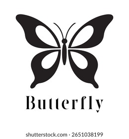 Butterfly Logo – Elegant Minimal Vector Silhouette of a Butterfly, Perfect for Beauty and Wellness Branding, Eco-Friendly Products, Fashion Labels, Nature Designs, and Decorative Art Projects