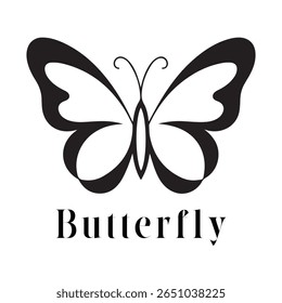 Butterfly Logo – Elegant Minimal Vector Silhouette of a Butterfly, Perfect for Beauty and Wellness Branding, Eco-Friendly Products, Fashion Labels, Nature Designs, and Decorative Art Projects