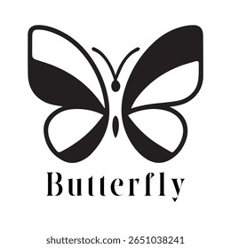 Butterfly Logo – Elegant Minimal Vector Silhouette of a Butterfly, Perfect for Beauty and Wellness Branding, Eco-Friendly Products, Fashion Labels, Nature Designs, and Decorative Art Projects