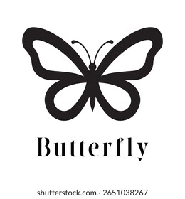 Butterfly Logo – Elegant Minimal Vector Silhouette of a Butterfly, Perfect for Beauty and Wellness Branding, Eco-Friendly Products, Fashion Labels, Nature Designs, and Decorative Art Projects