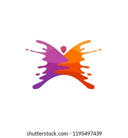Butterfly logo element with a splash of effect paint