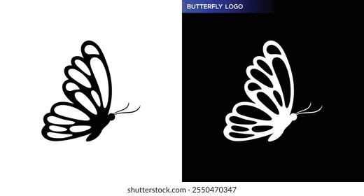 Butterfly logo. Flying wild animal in simple style. Icon symbol design template EPS 10