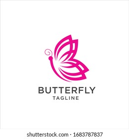 Butterfly Logo geometric design abstract vector template Linear style icon.  