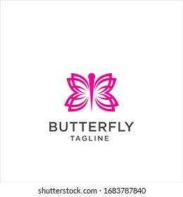 Butterfly Logo geometric design abstract vector template Linear style icon. 