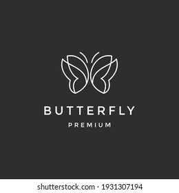 Butterfly Logo geometric design abstract vector template Linear style icon  on black background