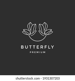 Butterfly Logo geometric design abstract vector template Linear style icon  on black background