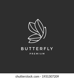 Butterfly Logo geometric design abstract vector template Linear style icon  on black background