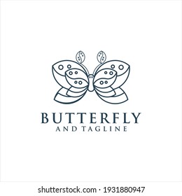 Butterfly Logo geometric design abstract vector template Linear style icon. Brackets Logotype concept icon.