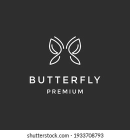 Butterfly Logo geometric design abstract vector template Linear style icon. on black background