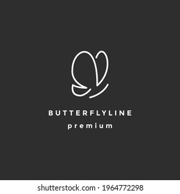 Butterfly Logo geometric design abstract vector template Linear style icon. On Black Background