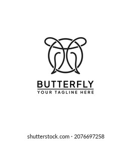 Butterfly Logo geometric design abstract vector template Linear style icon. line art Logotype concept icon