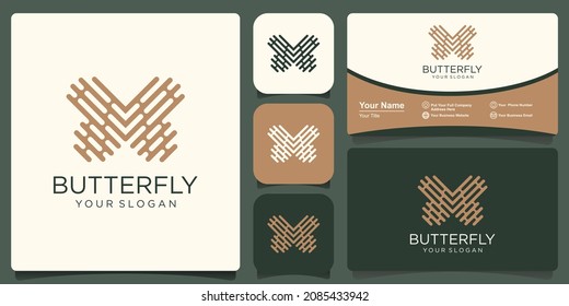 Butterfly Logo geometric design abstract vector template Linear style icon