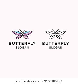 Butterfly Logo geometric design abstract vector template Linear style icon