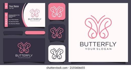 Butterfly Logo geometric design abstract vector template Linear style icon.