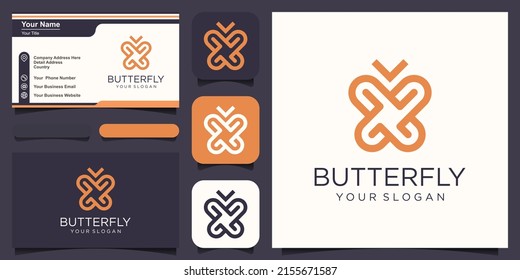 Butterfly Logo geometric design abstract vector template Linear style icon.