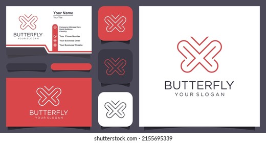 Butterfly Logo geometric design abstract vector template Linear style icon.