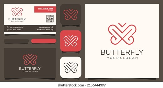 Butterfly Logo geometric design abstract vector template Linear style icon