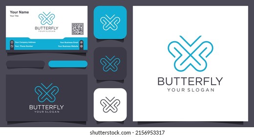 Butterfly Logo geometric design abstract vector template Linear style icon