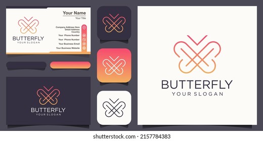 Butterfly Logo geometric design abstract vector template Linear style icon.