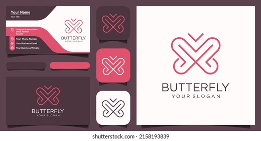 Butterfly Logo geometric design abstract vector template Linear style icon