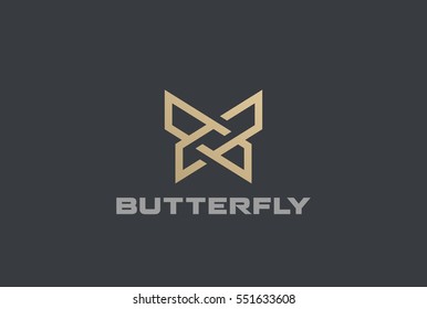 Butterfly Logo geometric design abstract vector template Linear style icon