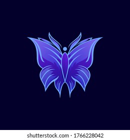 Butterfly logo with gradient style design vector
