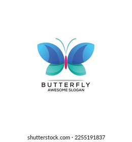 color de la ilustración del degradado del logotipo de mariposa