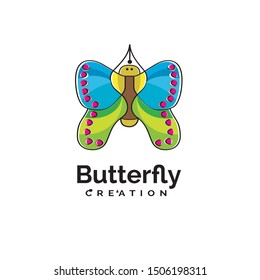 butterfly logo graphic design concept. Editable butterfly element, can be used as logotype, icon, template in web and print - Vector