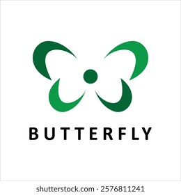 BUTTERFLY LOGO. GREEN BUTTERFLY. ELEGANT BUTTERFLY LOGO