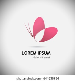 Butterfly logo from the heart. Vector