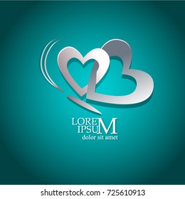 Butterfly logo with  hearts. Vector