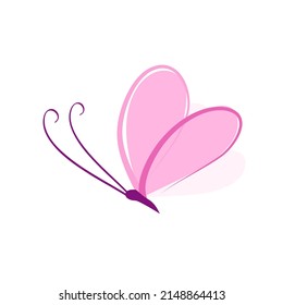Butterfly logo with heart-shaped wings. Vector illustration
