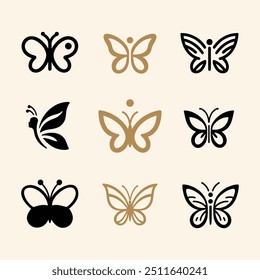 Conjunto de iconos de logotipo de mariposa Ilustración de insectos Diseño de Plantilla