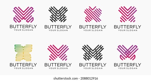 Butterfly logo icon set. Luxury line logotype design. Universal premium butterfly symbol logotype. vector.