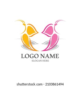 Icono de logotipo de mariposa ilustración de diseño vectorial