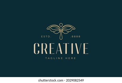 Butterfly logo. illustration of butterfly with line art style . vector icon template