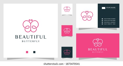 Butterfly logo with initial letter bb and business card