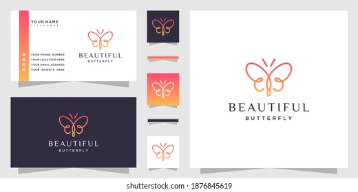 Butterfly logo. with initial letter bb and business card template