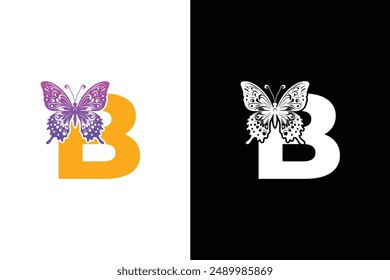 Butterfly Logo Letter B design vector template. BUTTERFLY Letter logo design.