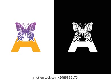 Butterfly Logo Letter A design vector template. BUTTERFLY Letter logo design.