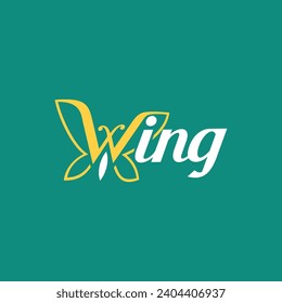 butterfly logo with letter W concept