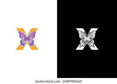 Butterfly Logo Letter X design vector template. BUTTERFLY Letter logo design.