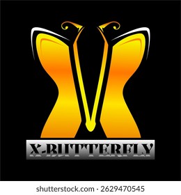 BUTTERFLY LOGO WITH LETTER X, SEMI GOLD GRADATION COLOR