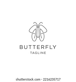 Butterfly logo with line art style design template flat vector illustration